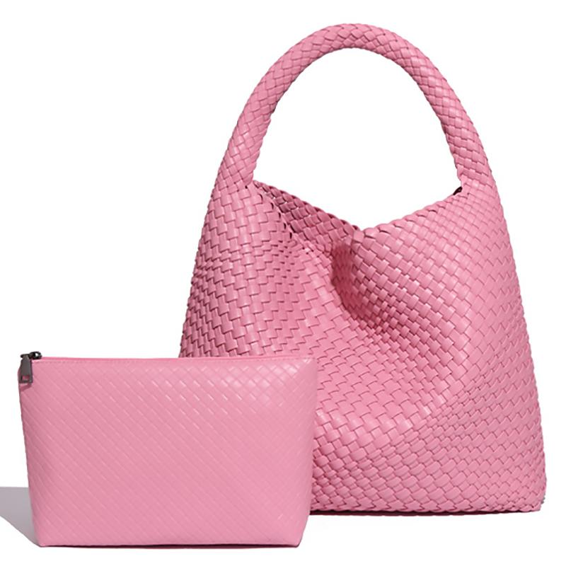 Borsa Tote Intrecciata da Donna Borsa a Mano Intrecciata Grande Borsa a Spalla in Pelle Morbida Borsa Shopper da Lavoro Borsa Tote Estiva da Spiaggia e Viaggio con Portamonete