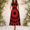 Rochie Maxi A-Line Imprimată Fără Mâneci cu Gât Rotund pentru Femei Mărimi Mari cu Buzunare Laterale