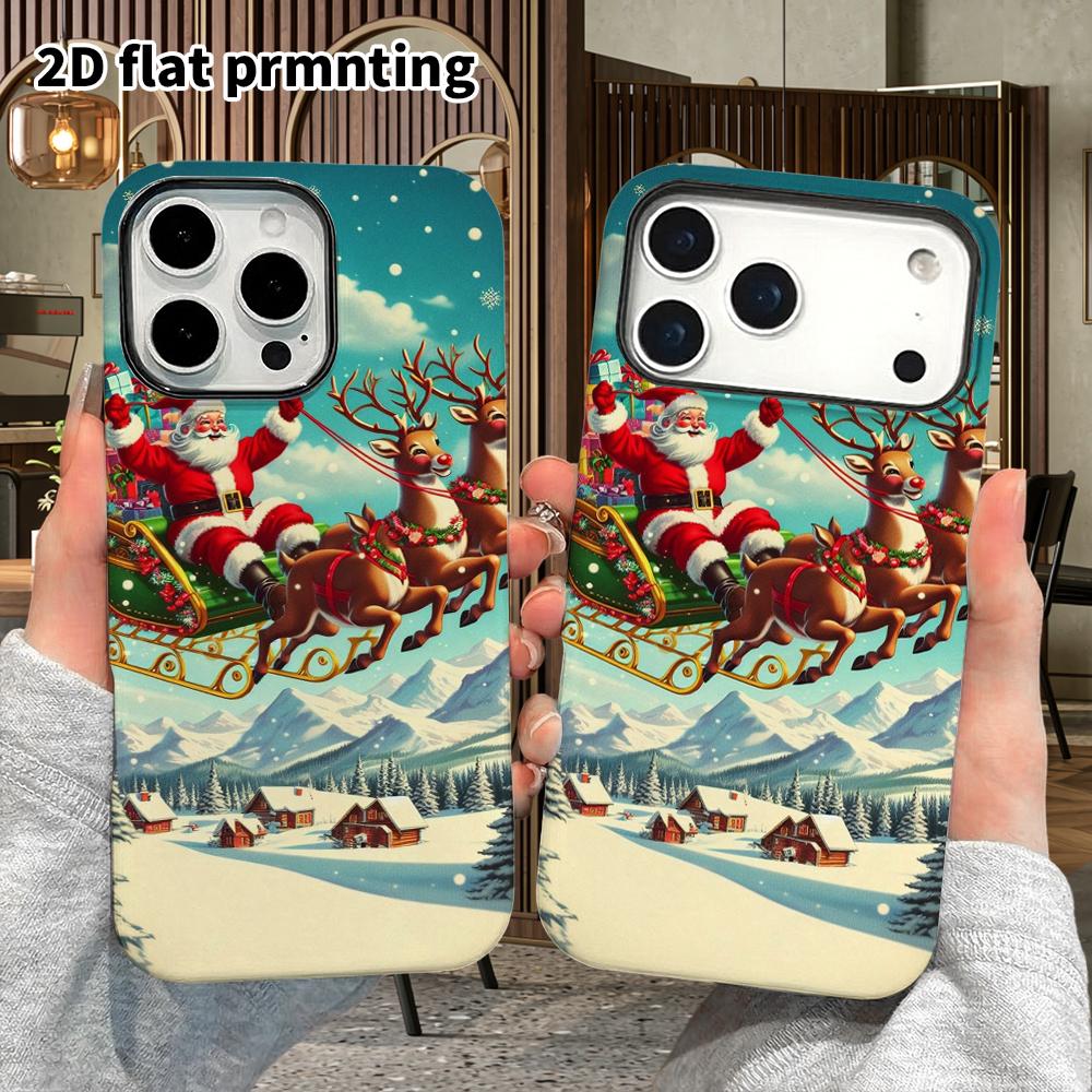 Phone Case: 2D Flat Design Suitable for iPhone 18, 17, 16, 15, 14, 13 Pro Film Protective Case, Couple Style, Vintage Cartoon, Christmas and Halloween