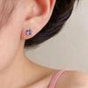 Aurora Square Stud Earrings Set: Pink, Purple, White Gradient Cubic Zirconia for Women - Multi-Color Versatile Jewelry.