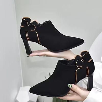 Women Autumn 2024 New Small Heel Ankle Boots Women Autumn Winter Plus Velvet Low Heel Boots Women's Shoes