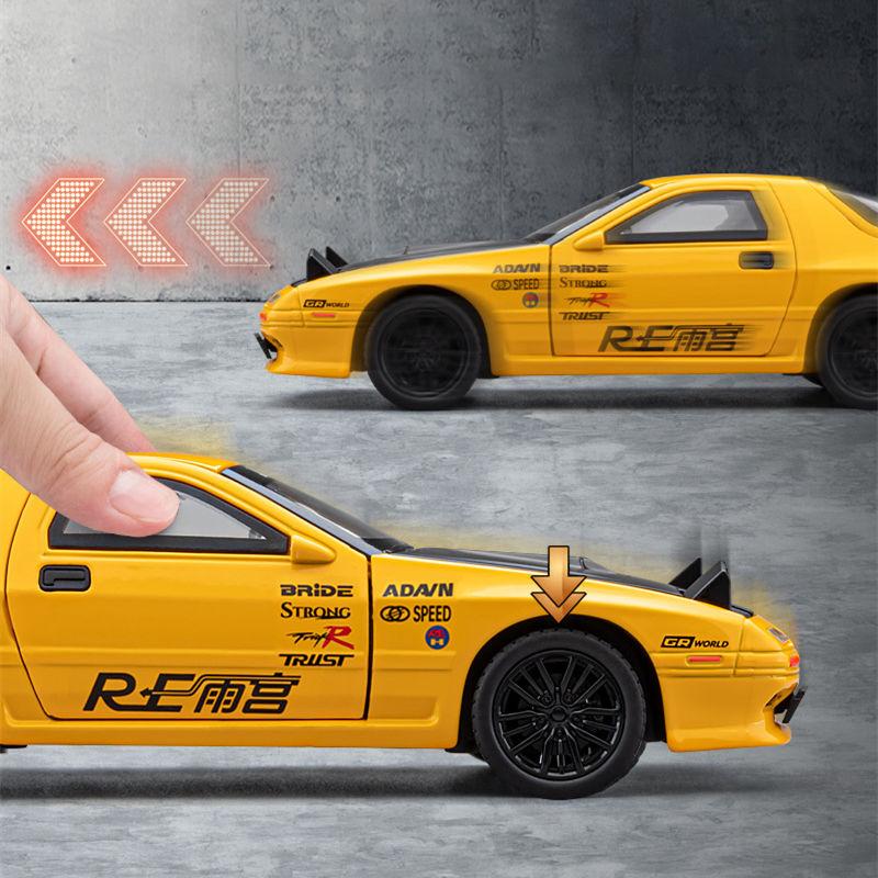1:32 RX7 Alloy Sports Car Model Diecast Metal Modified Racing Car Vehicles Model Sound and Light Simulation Kids Toys Gift