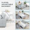 2 Seater Sofa Bed, 3-in-1 Convertible Sleeper Sofa with Click-clack Adjustable Backrest and 2 Pillows, Light Grey