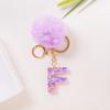 Hairball English 26 Letter Keychain Purple Resin Bag Key Chain Love Sequins Crystal Pendant