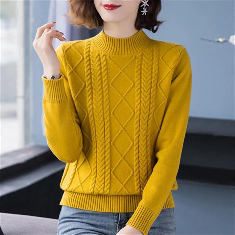 Women's Short Sweater Loose Plate-size Sweater Women's Autumn Semi-high Neck Pullover Winter Stylish Knitted Sweater