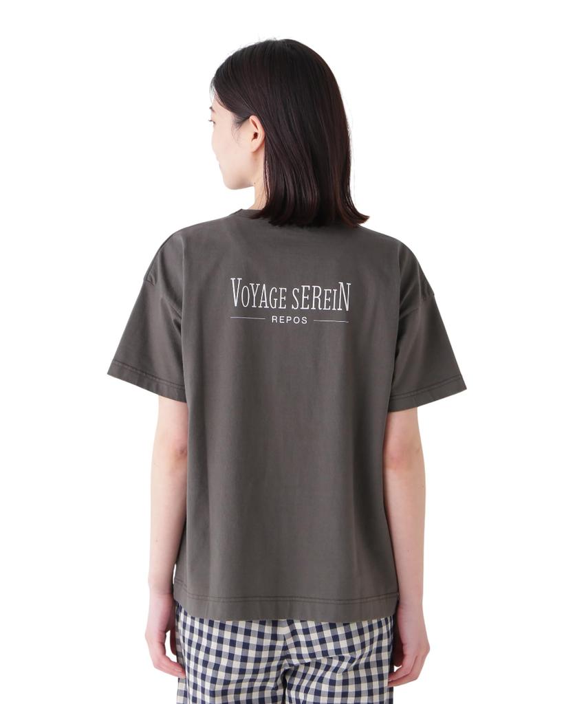 Human Woman Short Sleeve Pocket Logo M T-Shirt (Back Print) / Women's / 077-5160606 180_Khaki
