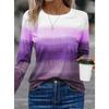 Oberteile für Damen Geometrisches Muster Print Rundhals Langarm T-Shirt Herbst Lässig Schlanker Pullover Damen Langarm Oberteil