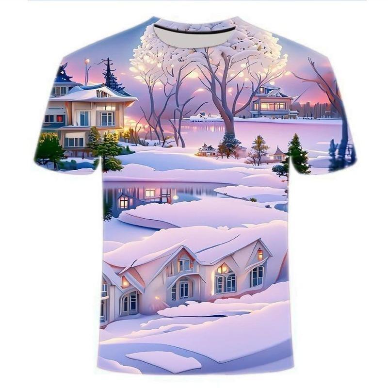 

3D digital printed T-shirt for men, simple casual top, landscape design, round neck, comfortable, breathable, fashionable men s clothing 6XL