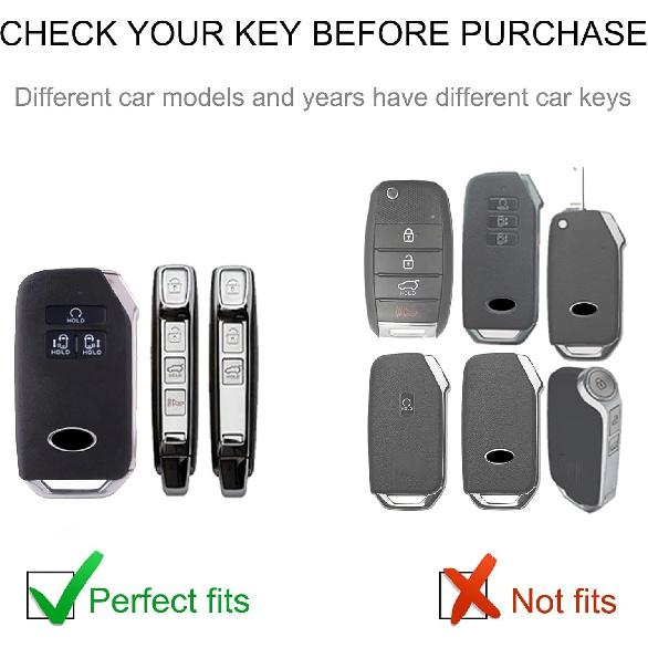 KIA-Schlüsselanhänger-Abdeckung mit KIA-Schlüsselanhänger, Auto-Schlüsselanhänger-Hülle kompatibel mit Kia Carnival Cadenza 6/7 Tasten KA4 EX SX LX Fiesta Smart Key