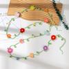 Handmade Crochet Flower Garland, Knitting Wool Spring Bunting Floral Ornaments, Colorful Flower Hanging Garland for Boho 1st Birthday Party Supplies,