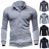 Chic Men Solid Color Stand Collar Long Sleeve Zip Up Casual Coat Jacket Outwear