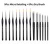 3/17Pcs Professional Miniature Painting Dry Brush Set Fine Detail Miniature Paint Brushes for Art Painting Acrylic Watercolor