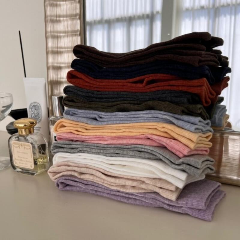 Socks, women s socks, plain, vivid, medium-length, long 4