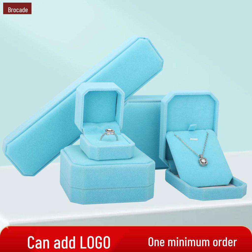 Green Velvet Octagonal Jewelry Storage Gift Box for Rings, Necklaces, Bracelets, and Pendants