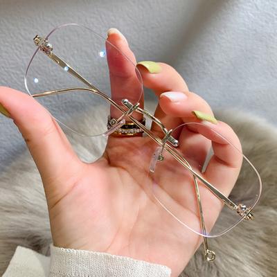 Blue Light Blocking Glasses Unisex Large Frame Rimless Clear View Strong Hinge Transparent Eye Protection Clear Bluelight Glasses Spectacles Eyewear