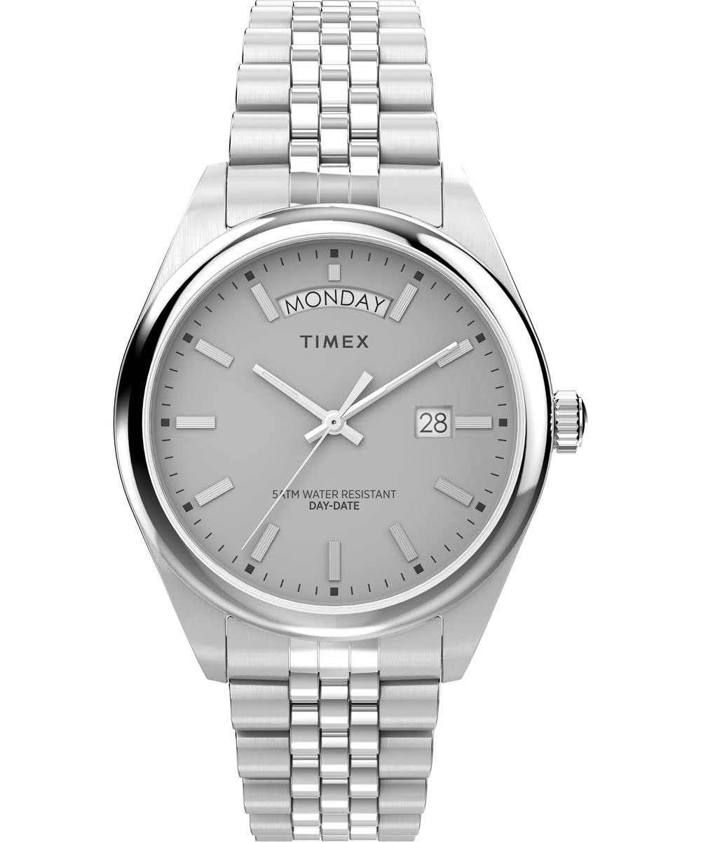 

Timex Men s Legacy 41mm Watch, Silver Tone/Grey. , One Size, 41 mm Legacy Day and Date