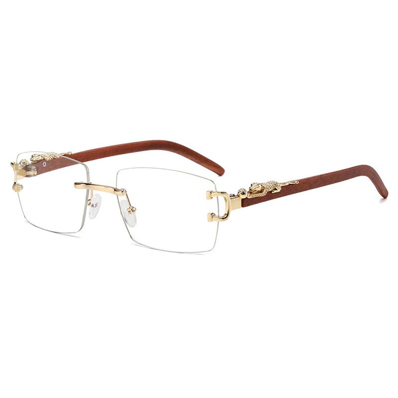 Obdélníkové sluneční brýle bez obrouček Módní Vintage Gradientní Oceánové čočky Dámské sluneční brýle Trendy Luxusní Značkový Design Odstíny