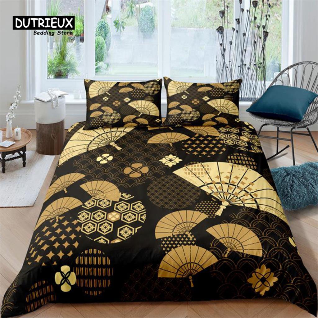 Golden Butterfly Down Comforter Set - Bedding Set - 3 Piece Comforter Cover Set
