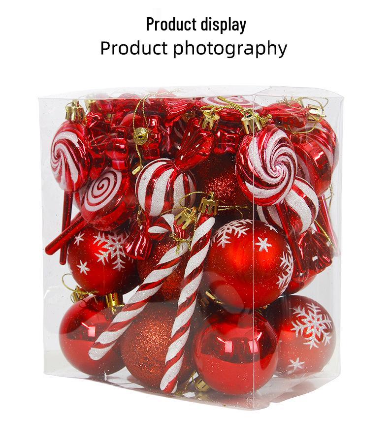Cross-Border Dragon Tiger Christmas Ball Set: Red & White Lollipop Candy Ornaments for Christmas Tree Decorating