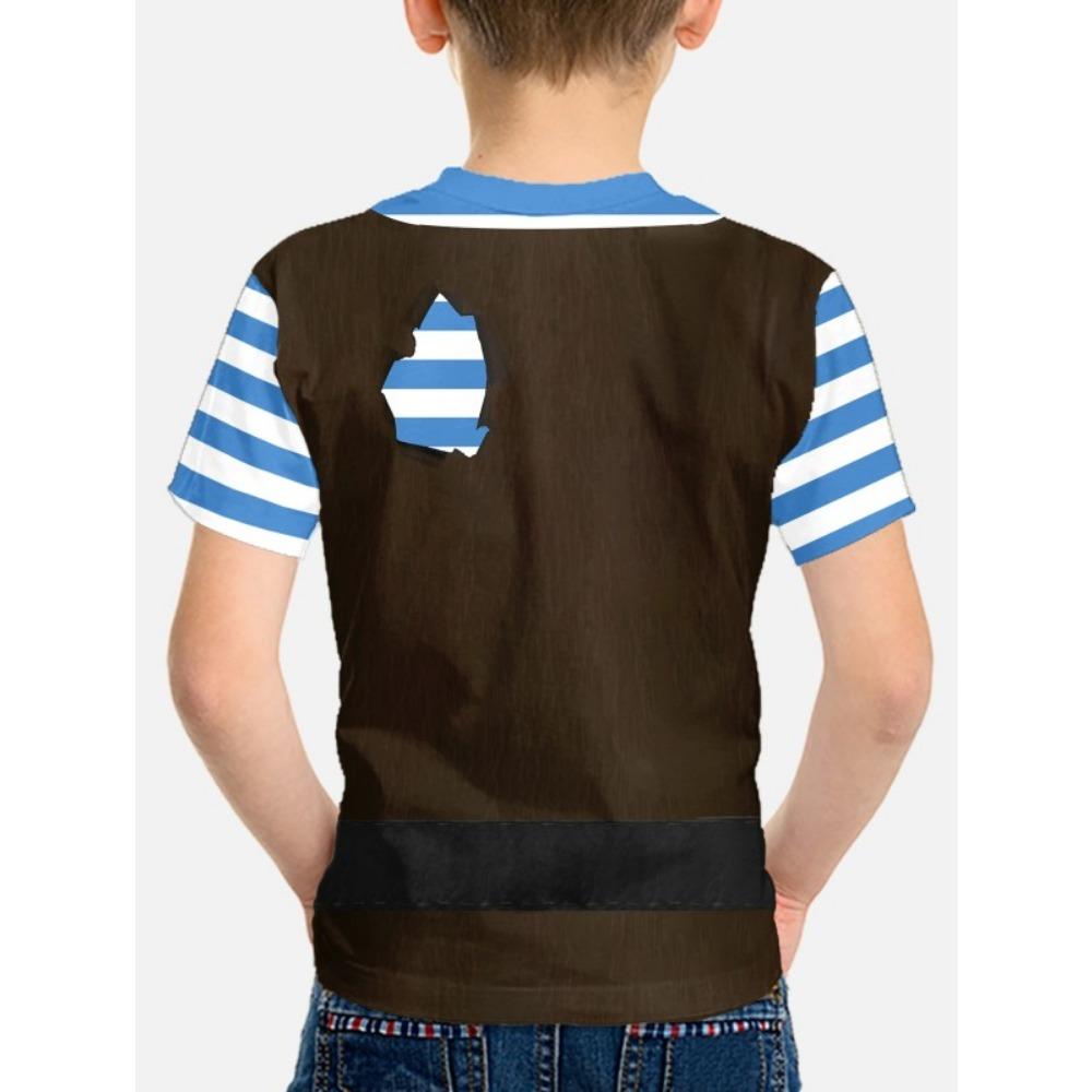 Funny Pirate Belt Printed Children T-Shirt Name Combination Tee Shirts Cartoons Kawaii Kid Casual Clothes Girl Boy Harajuku Tops