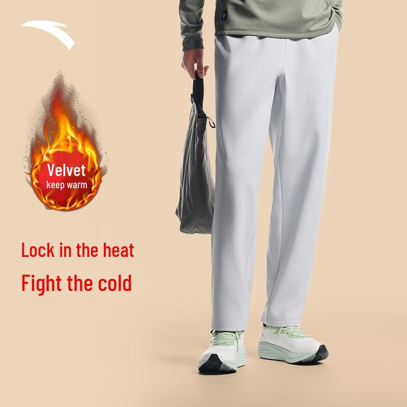 Anta Men's Water-Repellent Fleece-Lined Straight-Leg Athletic Pants