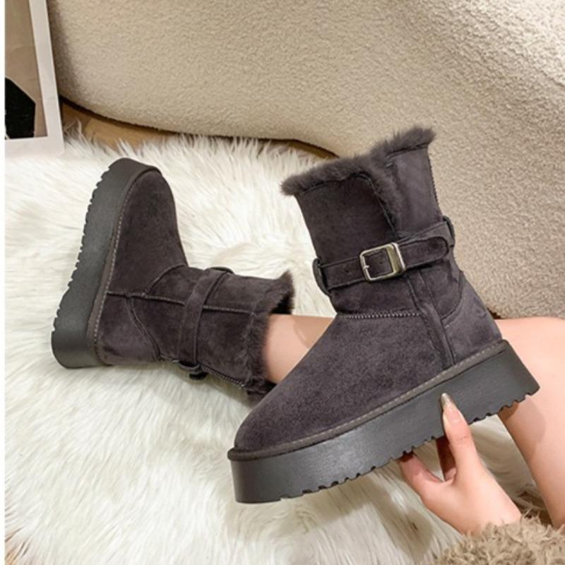 Retro Platform Snow Boots 2025 New Autumn and Winter Fleece Thickened Warm Wool Cotton Shoes