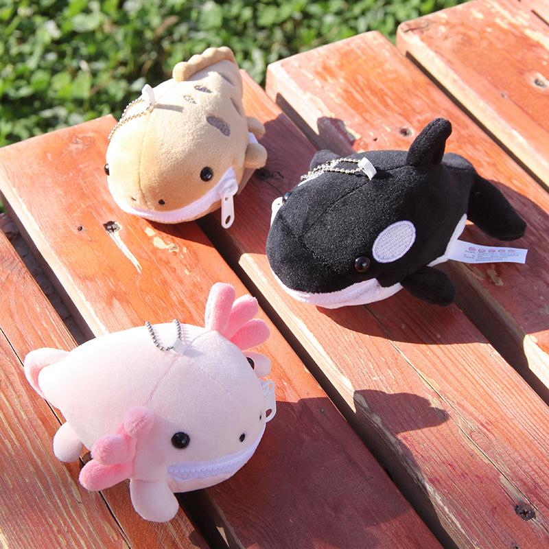 Cute Sea Animal Plush Collection: Manta Ray, Shark, Salamander Doll, Backpack, Coin Purse & Pendant.