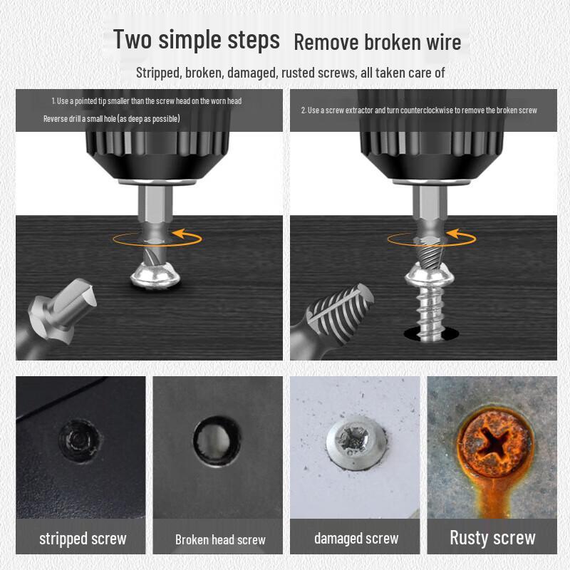 GeeLii 13-Piece Stripped Screw Extractor Set