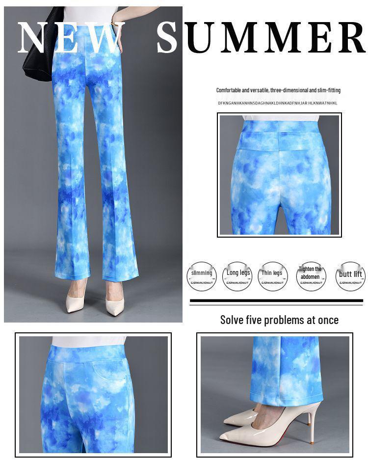 Women's 2025 Plaid Stretch Flare Pants - Slimming, Versatile, Elastic Waist, Bodycon Style for Summer