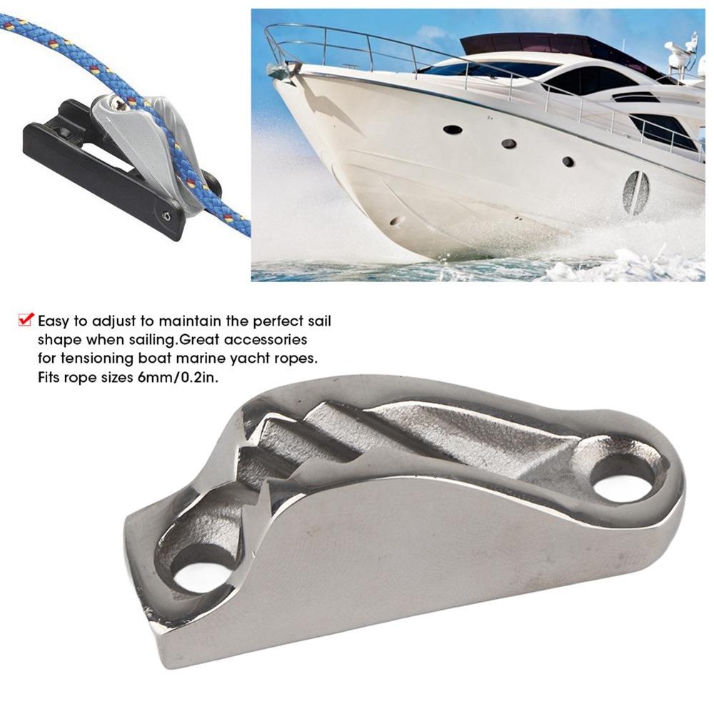 Silver Rope Line Clamp 316 Stainless Steel Rope Cam Cleat Boat Clam Cleat Sailing Equipment