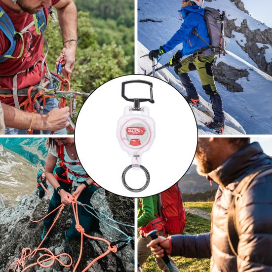 Outdoor Retractable Keychain Carabiner Badge Holder ID Card Reel Clip Key Ring Heavy Duty Portable Camping Climbing Backpacking Hiking Hanging Buckle