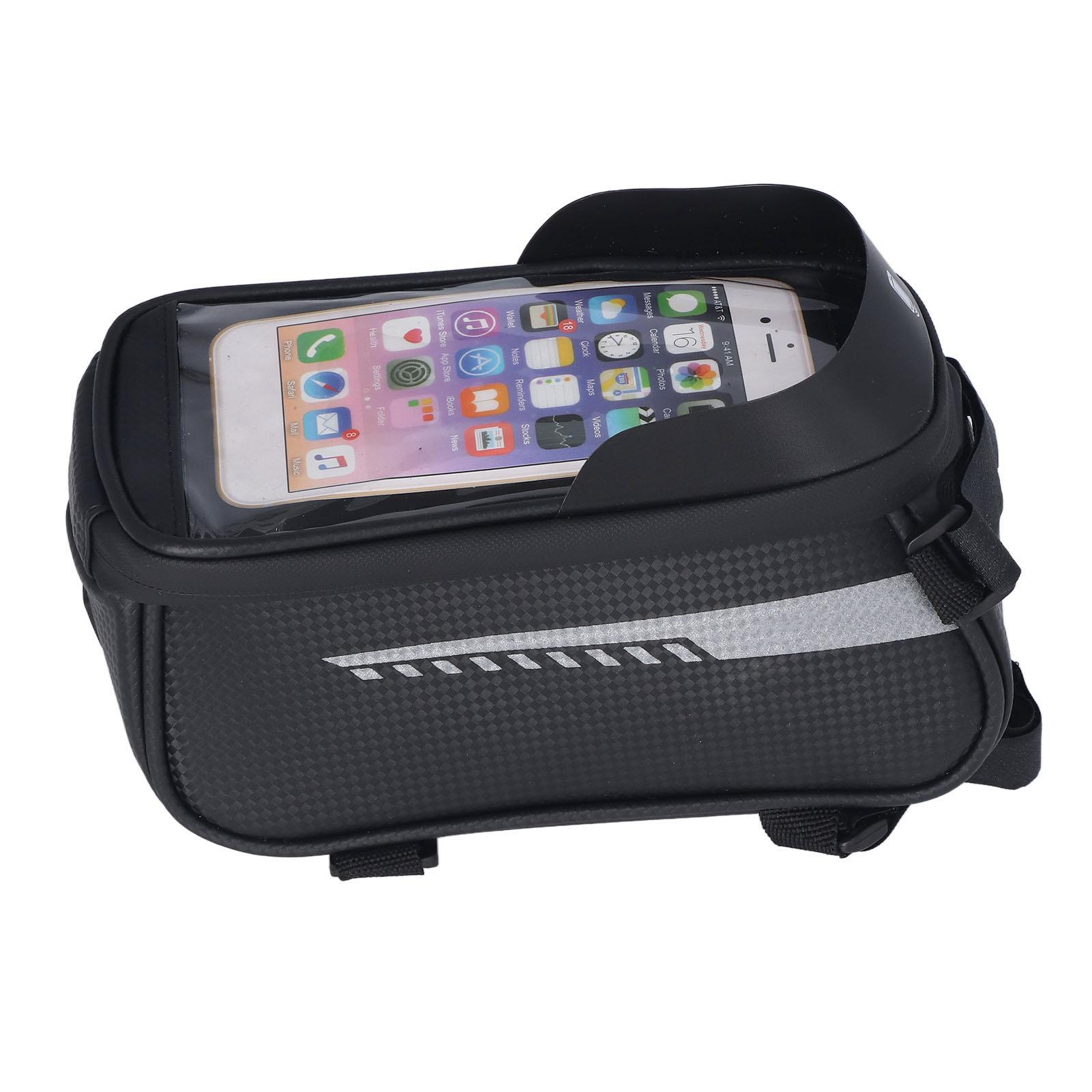 

Bike Phone Bag EVA Hard Shell Dual Zippers Waterproof Touch Screen Large Capacity Bike Phone Holder for Mountain Bike