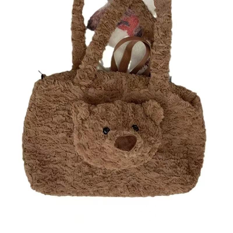 Barcelona Bear Tote Backpack Crossbody Bag Cartoon Plush Cute Tote Bag Girls Large Capacity Doll Bag