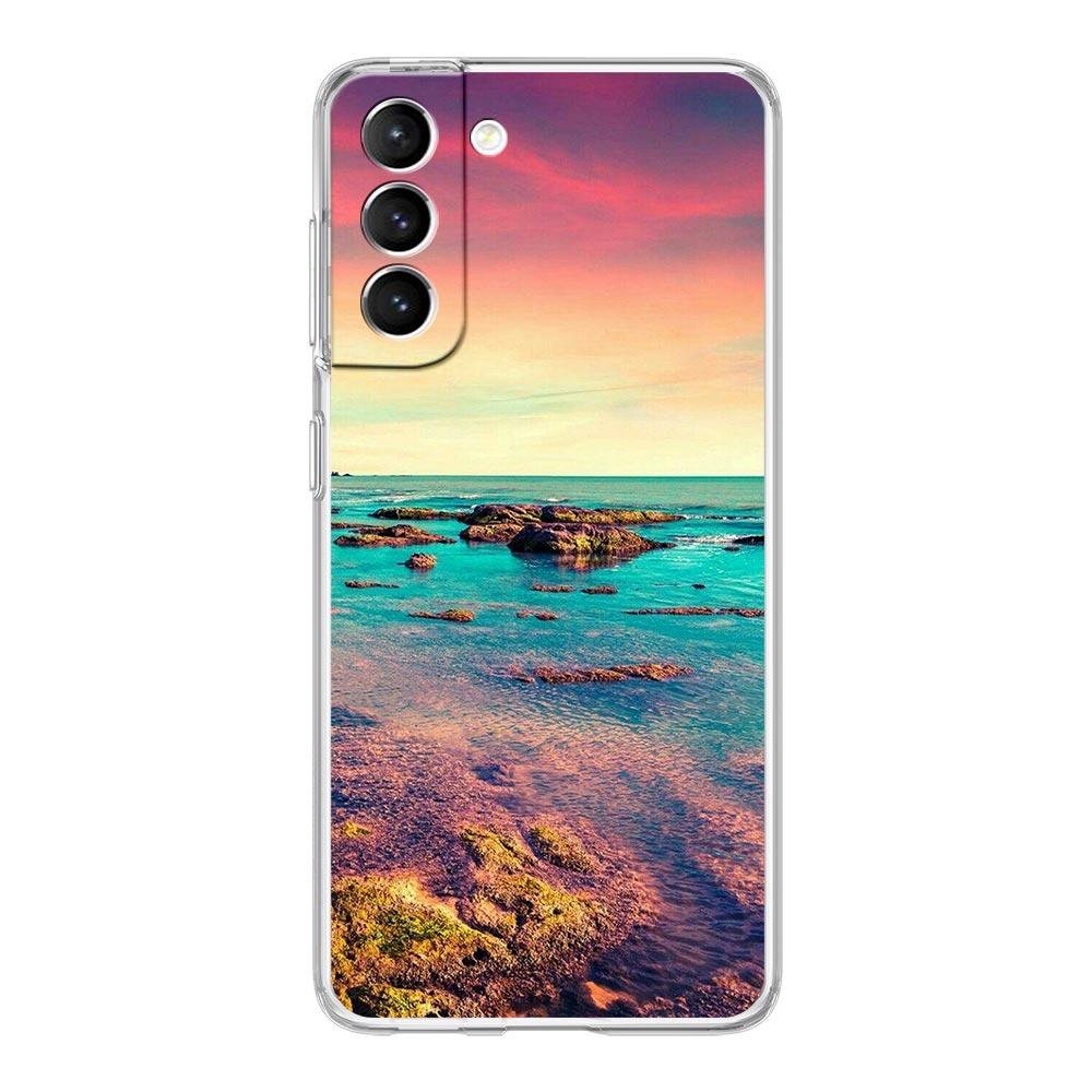 Sea blue Sky beach Clear Silicone Phone Case For Samsung Galaxy S23 S22 5G S20 Ultra S21 FE 5G S10E S9 S8 S10 Plus Soft Cover