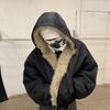 Double-sided Heavy-duty Hooded Fur Seat Mountain Carving Fleece Thickened Cotton Jacket Zipper Jacket Men's Autumn and Winter