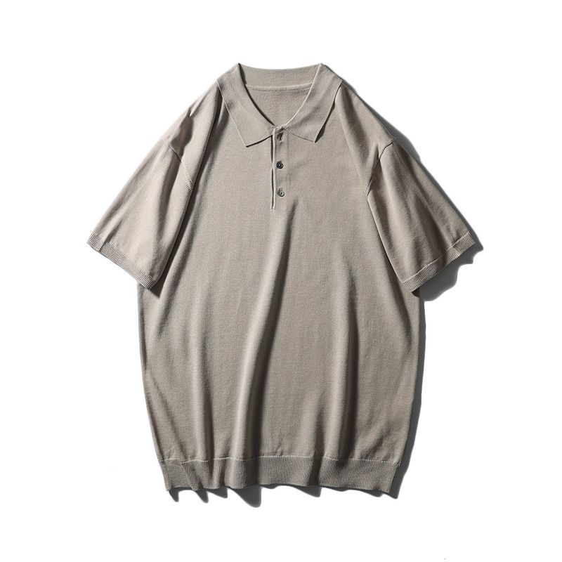 Linen Knitting Short-Sleeved Polo Shirt Men's Summer Lapels Cotton and Linen T-shirt Export Export Men's Clothing Casual T-shirt with Collar