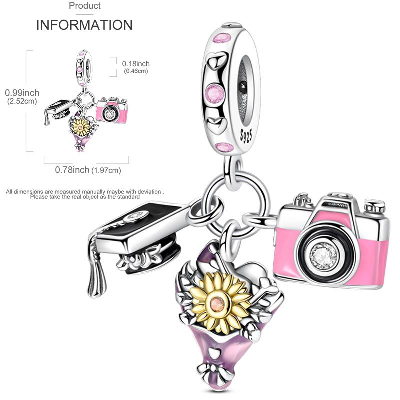 New Copper Charms Beads Sunflower Flower Daisy Original Charm Pendant Fit Charm Bracelets Diy Jewelry Birthday Gift