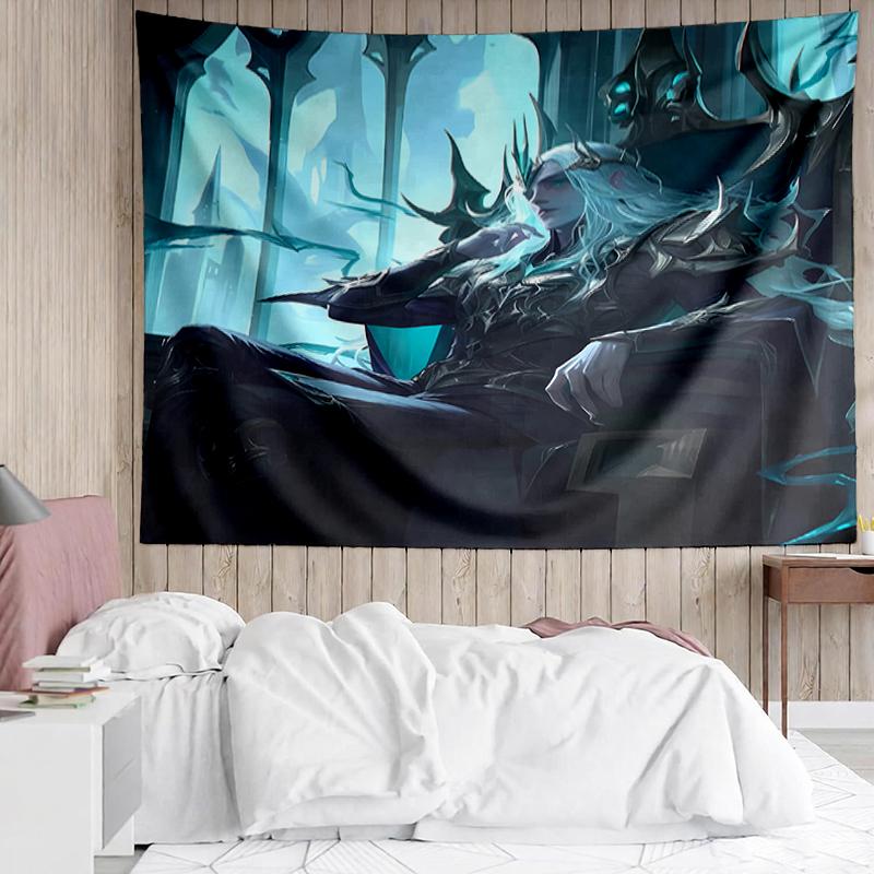 League-of-Legends Print Tapestry, Backdrop, Easy Setup, Ideal for Bedroom, Office & Living Room, with Aesthetic Wall Hanging Decor.