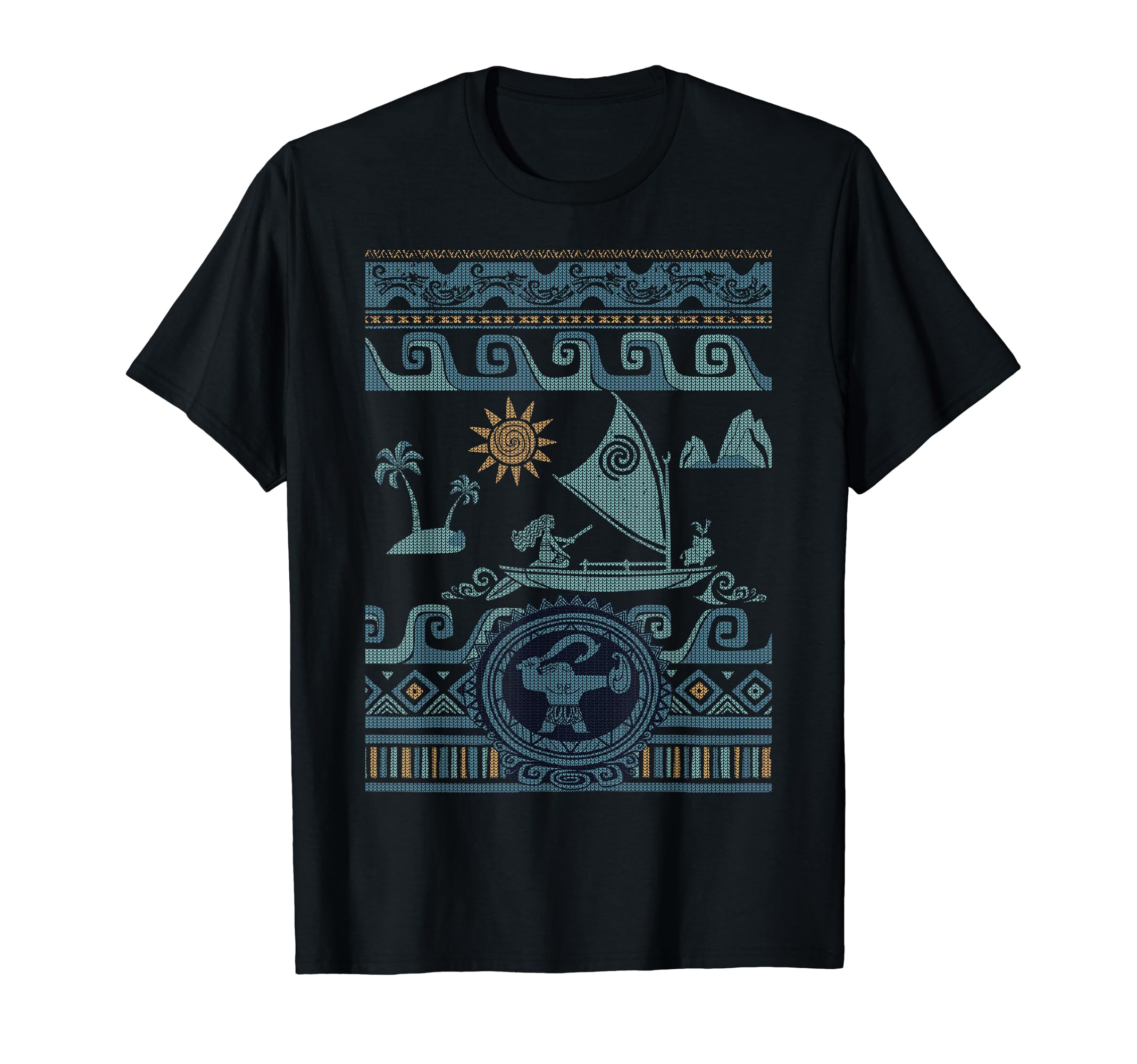 

Disney Moana Stitch Ocean Voyage Pattern Ugly Sweater Style T-Shirt