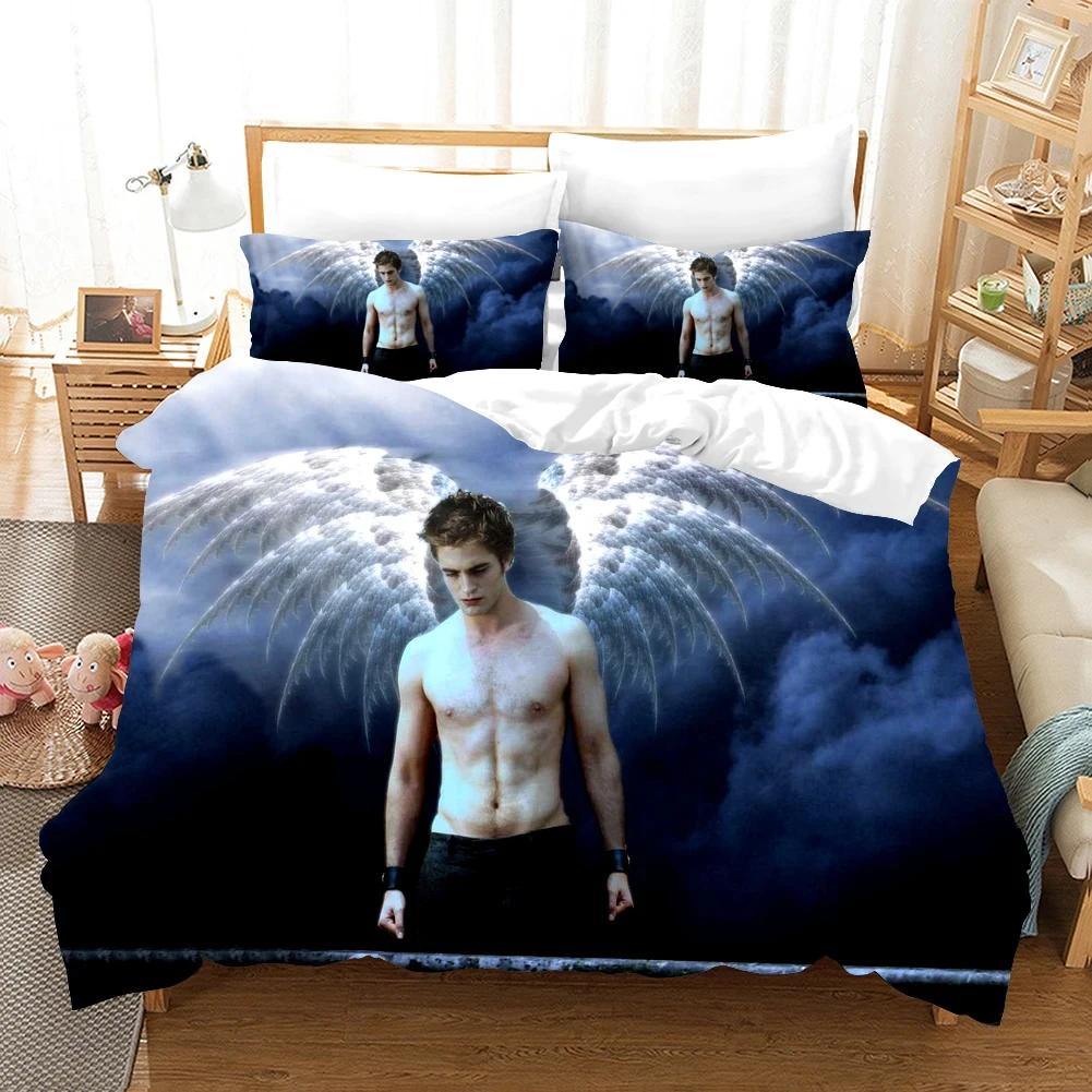 Twilight Serie Bettbezug-Set und Kissenbezüge Vampirfilme Einzelbett King Full Mode 3D Bettwäsche-Set für Erwachsene Bettwäsche