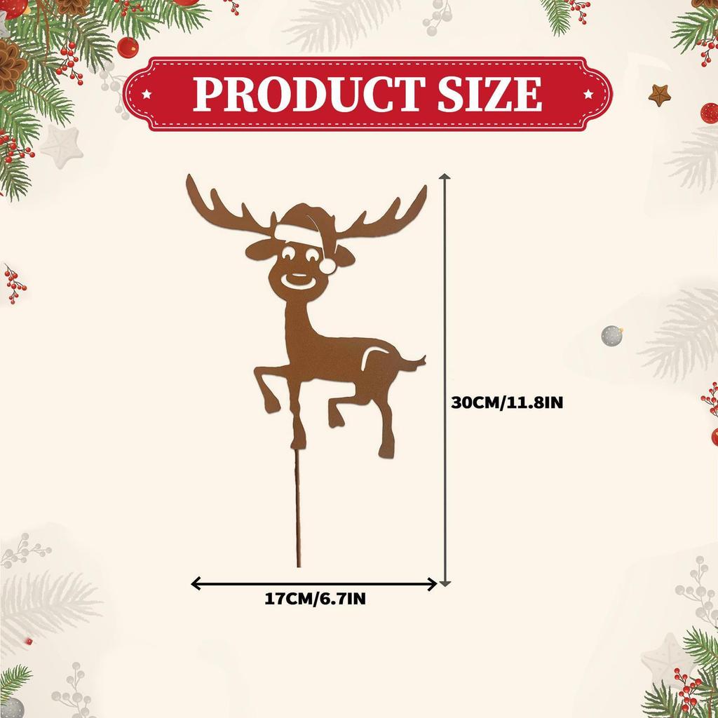 Garden Stake Christmas Decoration Statue Standing Yard Sign Reindeer,Metal Silhouette for