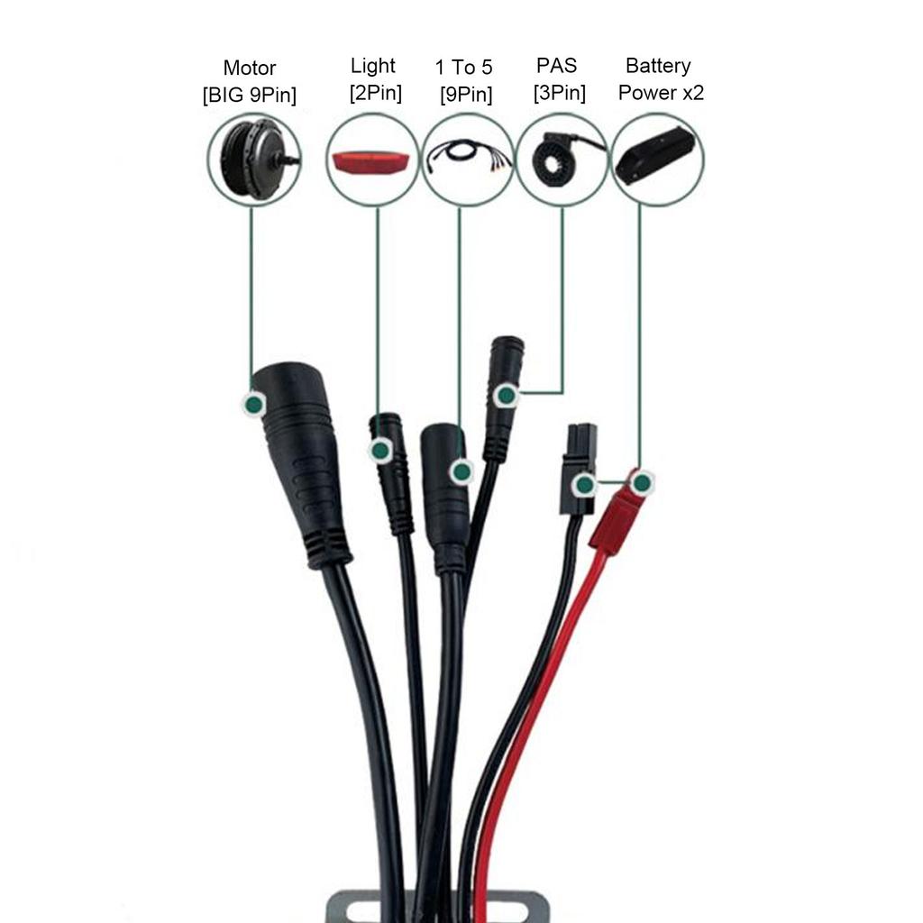 Electric Bike Controller DC 36V 48V 22A Brushless Square Wave Controller with Waterproof Connector Light Wire for 500W Motor