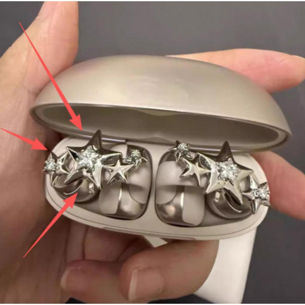 Cute Sparkling Diamond Cherry Blossom Bluetooth Earphone Case Decoration, Fashion Rhinestone Flower Earphone Accessory for Women, 1PC