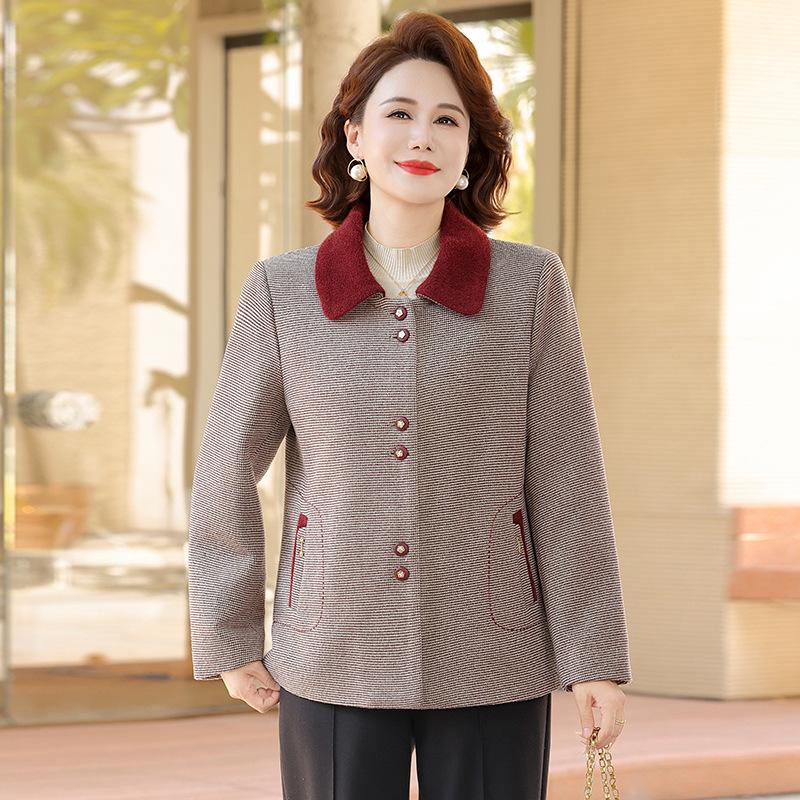 

Middle-Aged Women s Spring Wool Coat & Fashionable Wide-Leg Pants Set for 50+ Ladies 2XL (110-125 jin)