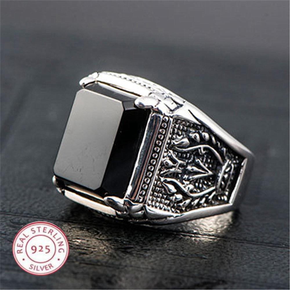 Anelli Uomo in Argento Sterling 925 di Alta Qualità per Uomo Temperamento Banchetto Matrimonio Gioielli Festa Anniversario Regalo