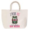 Rope Handle Beach Bag - PLANETEE - Pink Flamingo I Can't - Large Size - Cotton - Printed In France