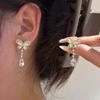 Boucles d'oreilles pendantes Zircon Nœud Papillon Exquis Luxe Léger pour Femme Fille Doux Mignon Boucles d'oreilles pendantes Goutte d'eau Bijoux de Fête Vente en Gros