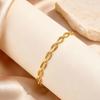 18K Gold Plated Hollow Oval Link Chain Stainless Steel Bracelets for Women, Minimalist Waterproof Elegant Jewelry Set Gifts