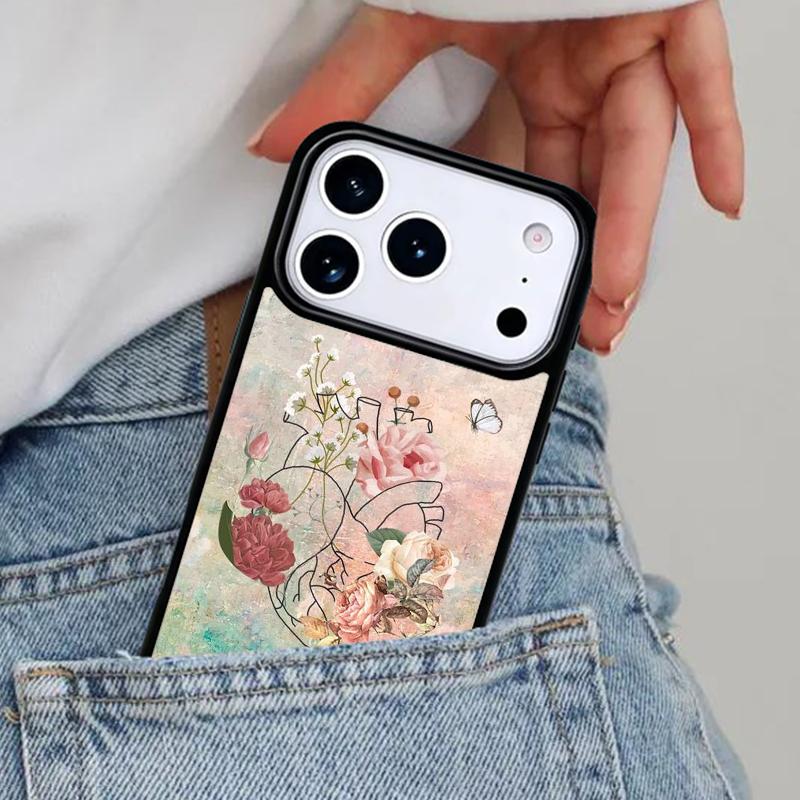 Flower Heart Phone Case for iPhone 16e 15 14 13 12 17 Pro Max Plus Air 17pro Cover Coque
