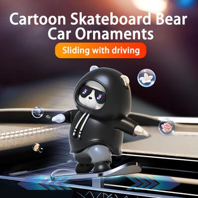 Central Control Screen Car Ornament Skateboard Bear Sliding Bear Creative Car Cartoon Interior Decoration